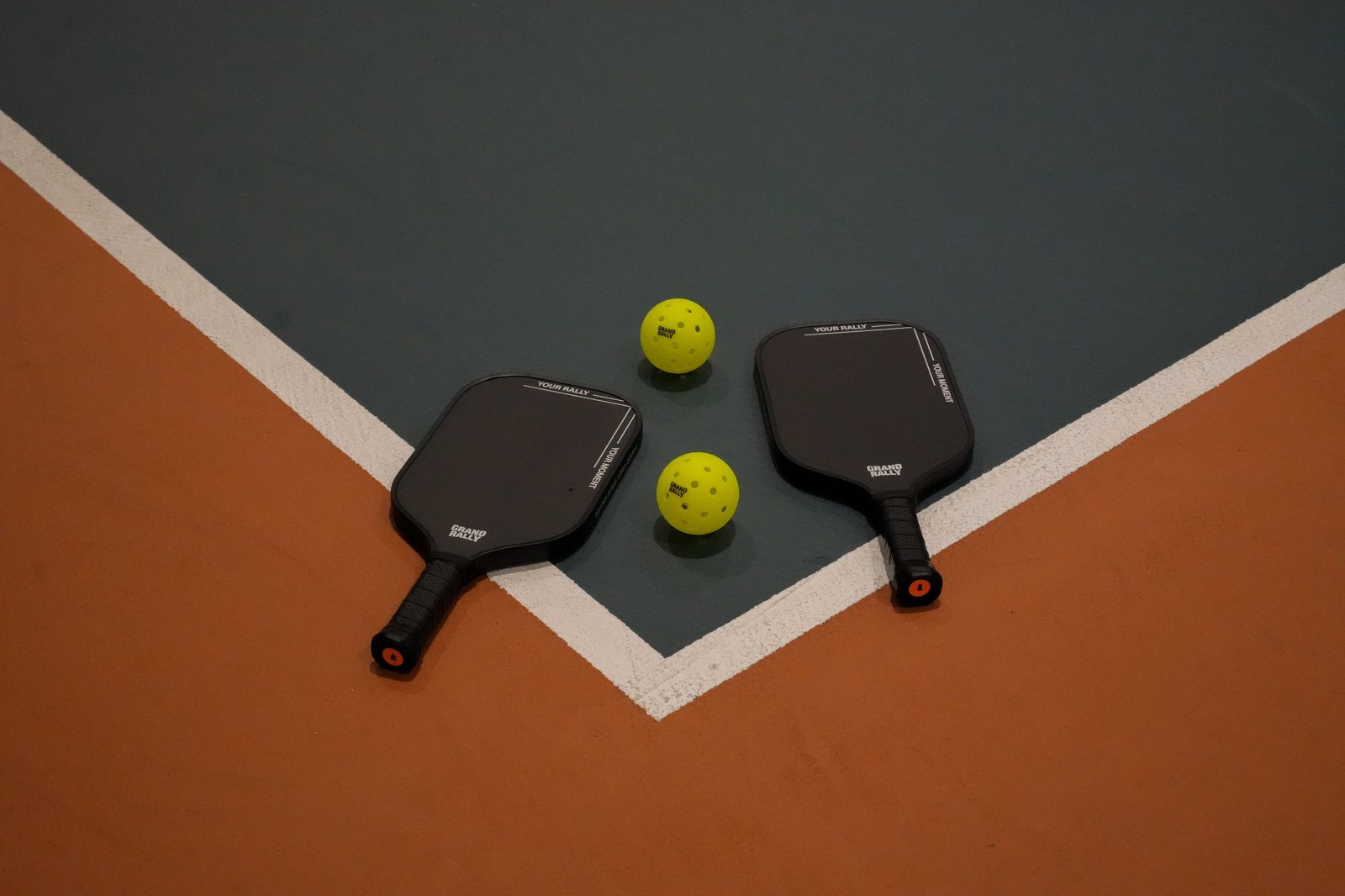 On product · branded paddles & balls