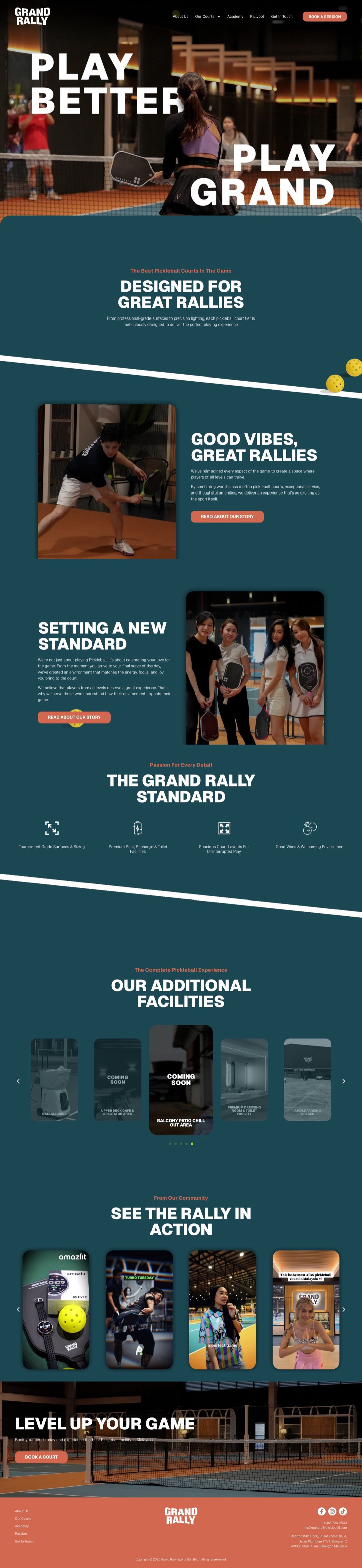Grand Rally Pickleball website, designed and built by Oblique