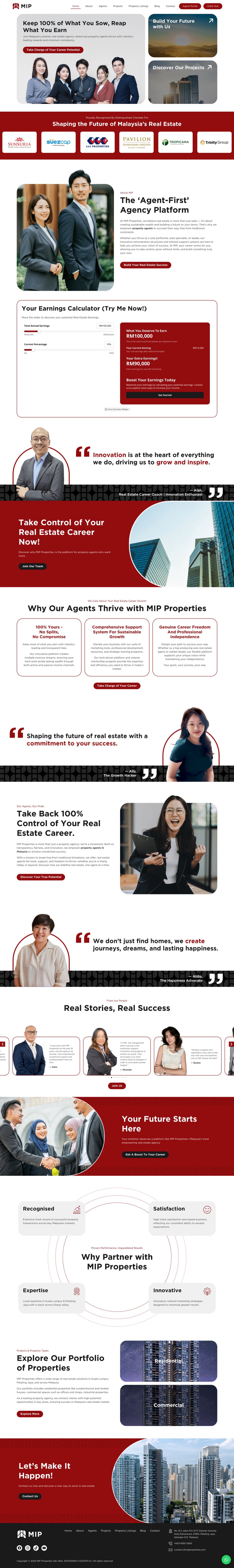 MIP Properties website, designed and built by Oblique