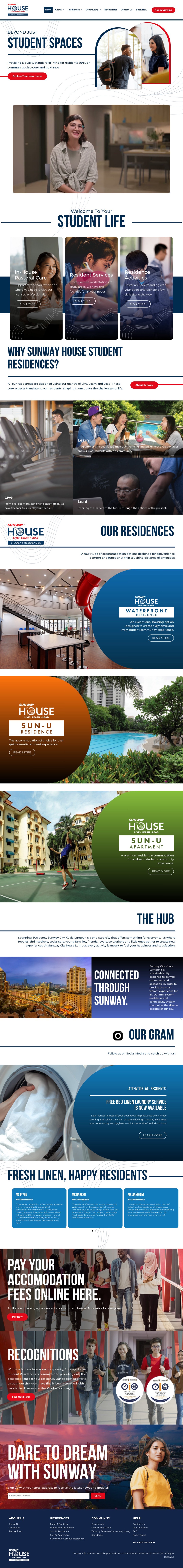Sunway House website, designed and built by Oblique