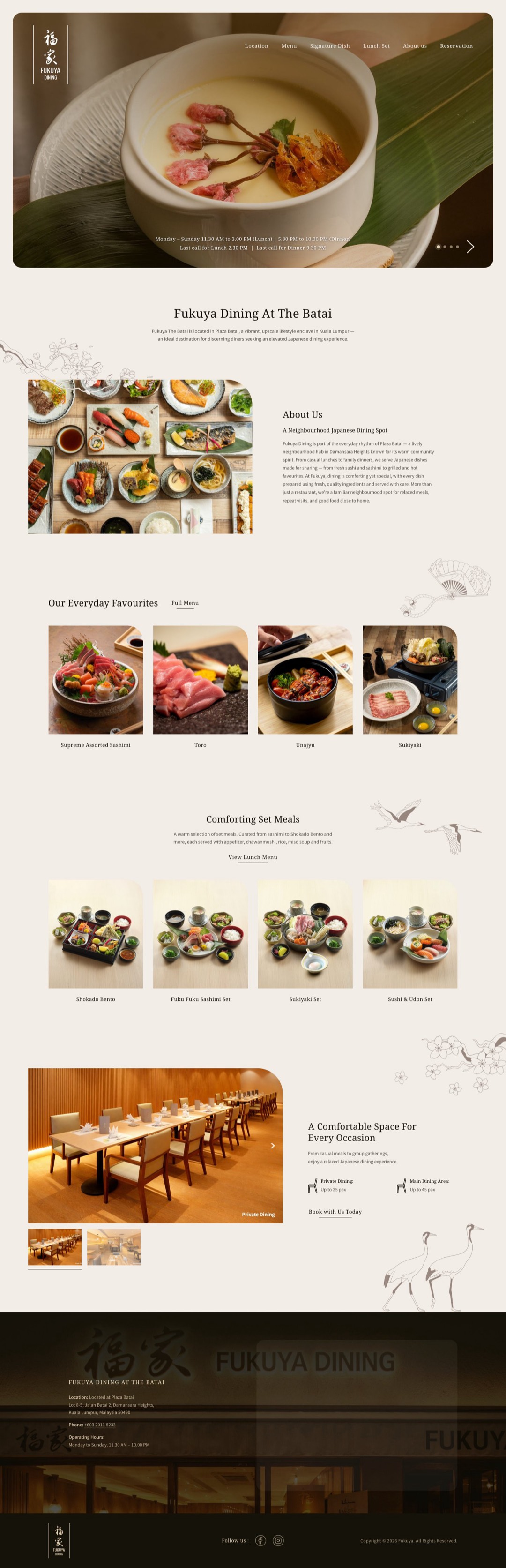 Fukuya Dining website, designed and built by Oblique