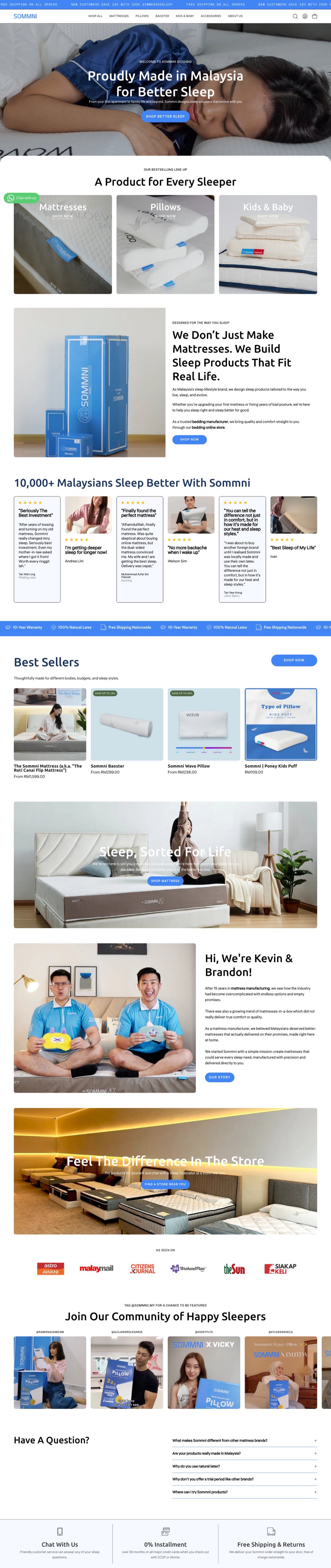 Sommni website, designed and built by Oblique