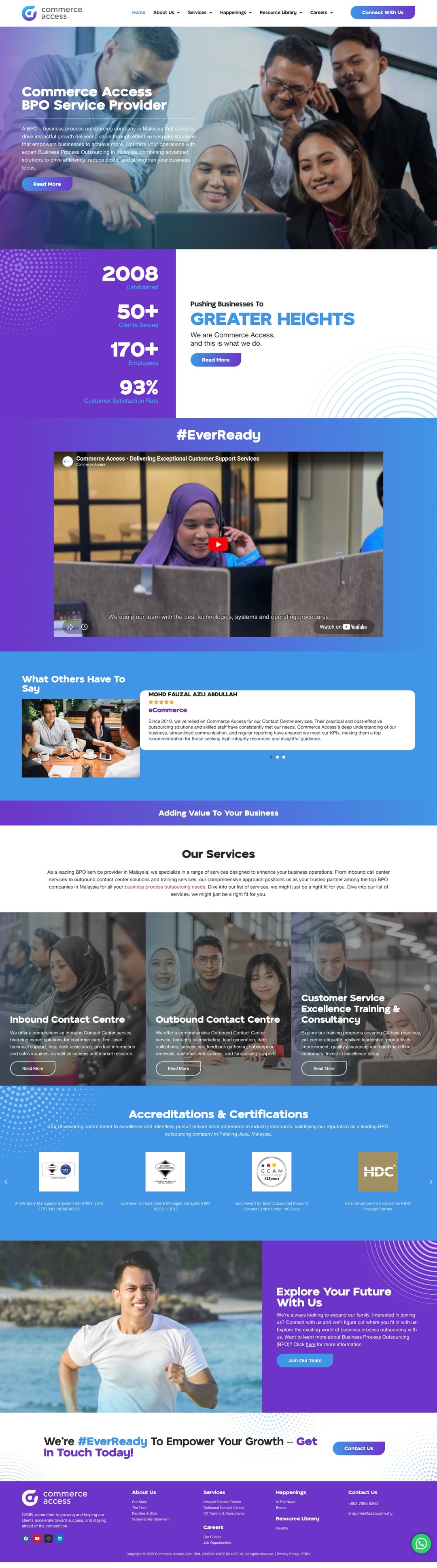 Commerce Access website, designed and built by Oblique