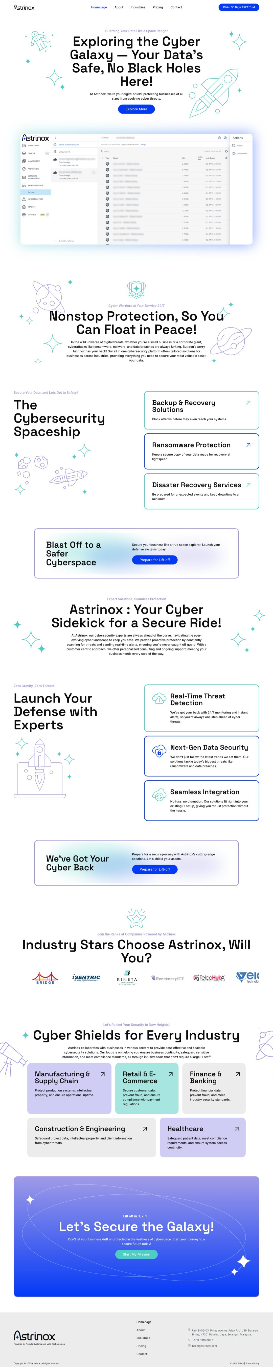 Astrinox website, designed and built by Oblique