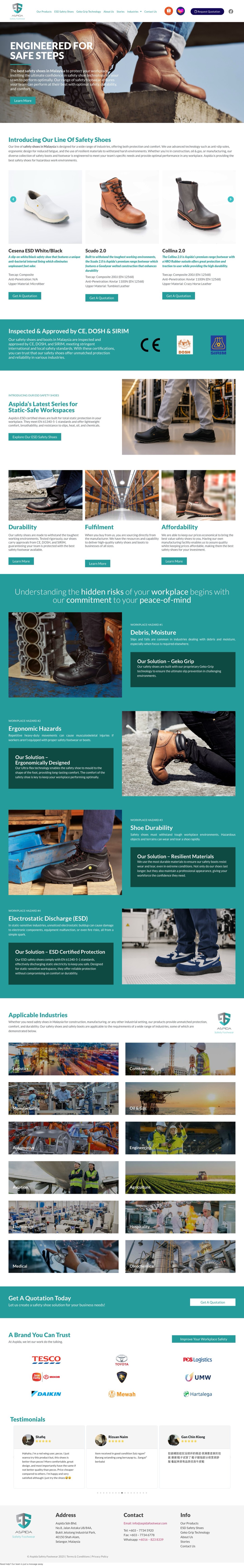 Aspida Footwear website