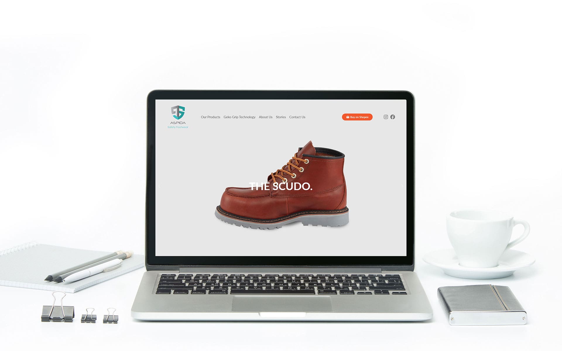 Branding Malaysia - Aspida Footwear Web Mockup min - Oblique